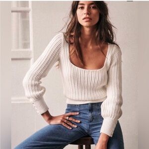 Sezane Mariette Womens Ecru Ribbed Sweater